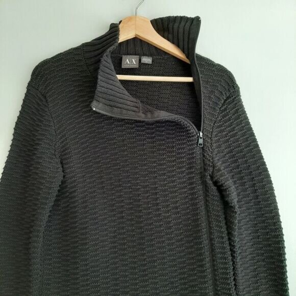ARMANI EXCHANGE 100% Cotton Side Zip Sweater Textured Knit Sz S - Picture 5 of 11